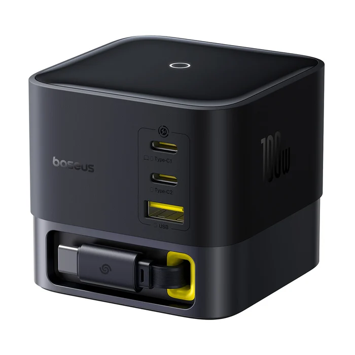 1_bbaa3ca1-54ac-4e8c-8034-73e4a848522f Baseus Super GaN Desktop Charger with Retractable Cable 3C+U 100W EU - Image 1