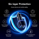 VENTION FFRB0 Car Charger 48W PD Fast Charging & QC3.0 Dual Port 6-Layer Safety Protection - Image 7