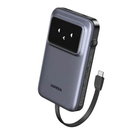 UGREEN 35603 Uno 30W PD Fast Charging 10,000mAh Power Bank Built-in Cable with TFT Display