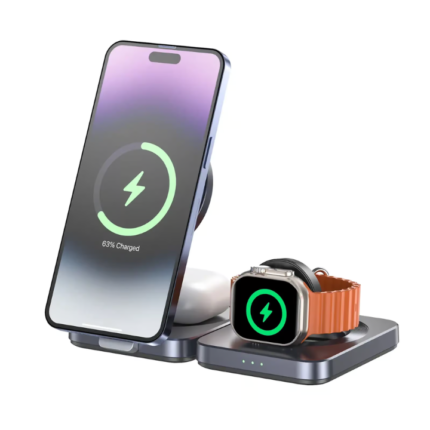 UNITEK Qi2 Foldable 3-in-1 Charging Station 15W MagSafe Wireless Charger