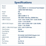 VENTION FJEB0 Universal Travel Adapter 3-Ports PD20W & QC18W Fast Charging - Image 13