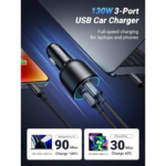 UGREEN 90889 130W USB C Car Charger, PD 100W +PD 30W Type C Car Charger Adapter, Fast Charging Car Charger - Image 6