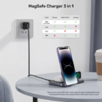 UNITEK Qi2 Foldable 3-in-1 Charging Station 15W MagSafe Wireless Charger - Image 6
