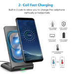 CHOETECH T524S 10W7.5W Fast Wireless Charging Stand with Phone Stand Function – Compatible with Samsung Galaxy and iPhone - Image 2