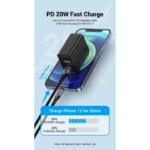 VENTION 20W USB-C & USB-A Fast Charger PD 20W & QC 18W (Black) US Plug - Image 4