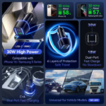 VENTION FFRB0 Car Charger 48W PD Fast Charging & QC3.0 Dual Port 6-Layer Safety Protection - Image 4