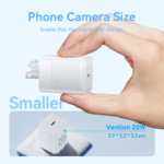 VENTION 20W GaN Fast Charger PD3.0 & QC3.0 with Lightning Cable MFi Certified (1 Meter) White - Image 4