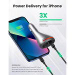 UGREEN 60712 Dual Port Single Extension PD 84W Car Charger - Image 4