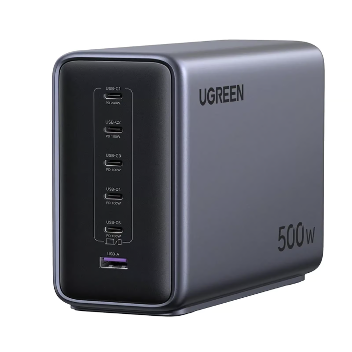 Untitled design (8) UGREEN Nexode 500W GaN Charging Station 6-Port (5x USB-C + 1x USB-A) with 240W PD 3.1, Smart Temp Control for MacBook Pro