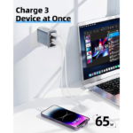 Acefast A47 65W GaN3 Fast Charger 3-Port Transparent Design AI Temp Control - Image 2