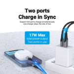 VENTION 20W USB-C & USB-A Fast Charger PD 20W & QC 18W (White) US Plug - Image 3
