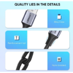 UGREEN 60126 USB-A TO USB-C Cable Aluminum Braid (1 Meter) Compatible with iPhone 17/16/15 /Plus/Pro/Pro Max - Image 3