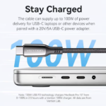 VENTION USB-C to USB-C Cable 100W 5A PD 3.0 Fast Charging Cable (E-Marker Chip) Nylon Braided for iPhone 16/15 Series - Image 3