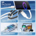 VENTION USB 2.0 A to C Cable 100W PD 6A Fast Charging Cable for iPhone 16/15 Series - Image 3