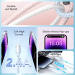 VENTION LANBF USB 2.0 Type-A Male to Lightning Male 2.4A Cable (1 Meter) Black - Image 3