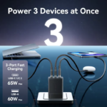 VENTION FERB0-US 65W GaN Charger Foldable 3-Port USB-C & USB-A Fast Charger PD 3.0 & QC 4.0 - Image 5