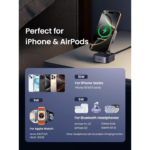 UGREEN 35316 MagFlow 2-in-1 Qi2 Magnetic Foldable Wireless Charging Station for iPhone 12-16 Series AirPods 3/2/Pro - Image 5