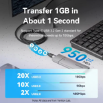 VENTION TRFBF USB 3.2 Gen2 Type-C Extension Cable (1 Meter) 10Gbps, 5A, 4K@60Hz - Image 5