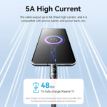 VENTION TAYBAV 100W 5A USB-C to USB-C Cable (1.2 Meter) Smart LED Power Display for iPhone 16/15 Series - Image 4