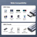 UGREEN 80810 USB-C to USB-C Female Gen 2 (0.5 Meter) Alu Case Braided Extension Cable Dark Gray - Image 6