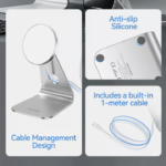VENTION FGHIF 15W Magnetic Wireless Charger Stand (MagSafe) Aluminum Alloy Silver - Image 6
