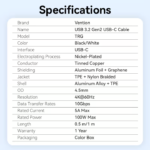 VENTION USB 3.2 Gen2 Type-C to Type-C Cable 10Gbps, 5A, 4K@60Hz - Image 11