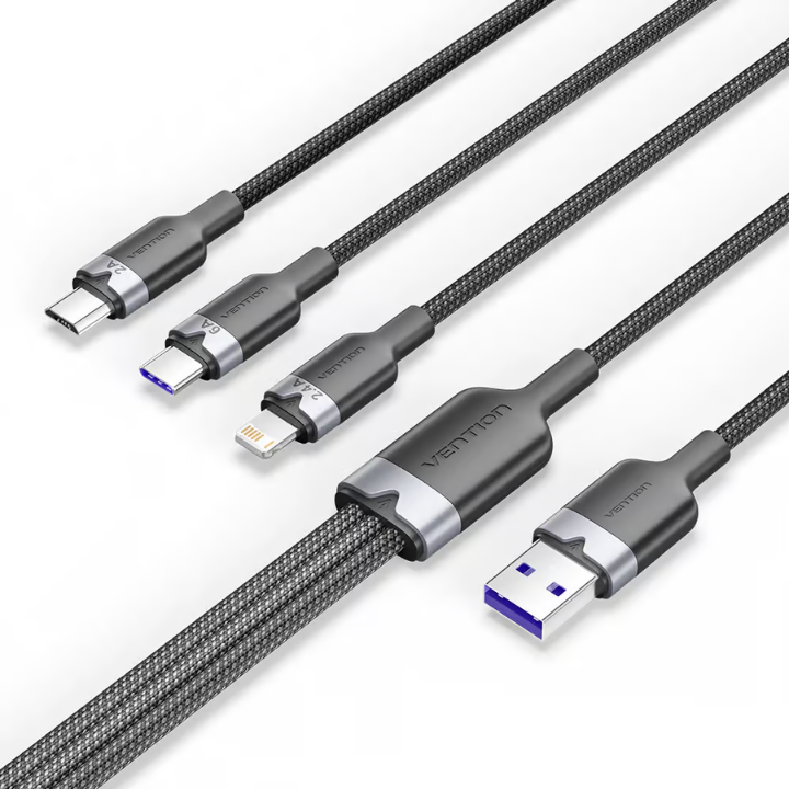 Untitled design (8) VENTION CTRBG 3-in-1 USB 2.0 Charging Cable 6A Fast Charging (1.5 Meter) Black