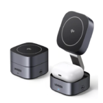 UGREEN 35316 MagFlow 2-in-1 Qi2 Magnetic Foldable Wireless Charging Station for iPhone 12-16 Series AirPods 3/2/Pro