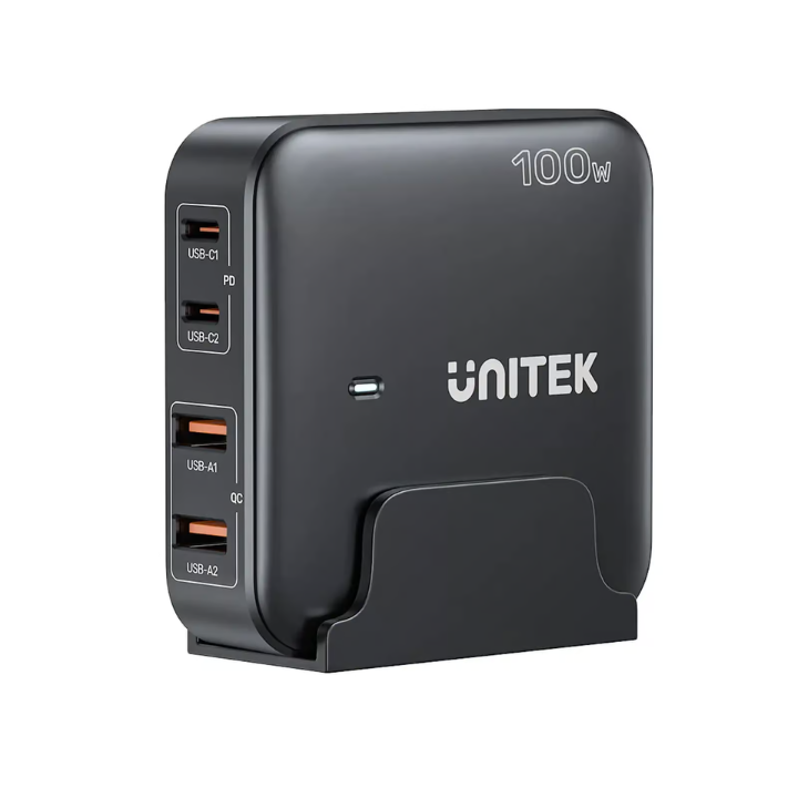 Untitled design (8) UNITEK 100W Desktop GaN Charging Station 4-Port Fast Charger with Stand